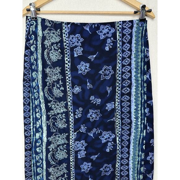 Women's STUDIO C CANADA Blue & Green Wrap Midi Skirt Women's Size 14 Classic - Picture 2 of 11